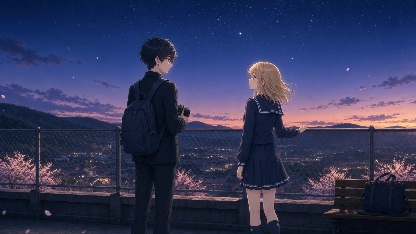 満天の星を見上げる透とステラ